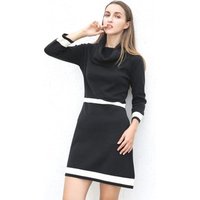 2019 High Quality Ladies Winter Black Long Sleeve Knitted Turtleneck Women Sweater Dress