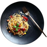 Luxury black ceramic plate black matte plate 8 inch snack plate