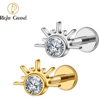 ASTM F136 Titanium Starburst Half With CZ Cartilage Earring Piercing 16G Star Helix Tragus Labret Stud Body Jewelry