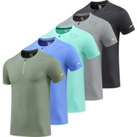Custom Logo Men's Cooling Quick Dry Active Sports T-shirts Quarter Zip Short Sleeve Workout Gym Shirts Running Pullover Tops