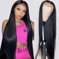 Wholesale Straight Wig 100% Raw Indian Human Hair 13*4 Transparent Lace Frontal Wig Curly Glueless Lace Frontal Wig 180 Density