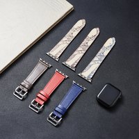 Custom logo luxury designer genuine leather watch strap for apple watch band ultra series 9 8 7 se 6 5 4 3 2 1