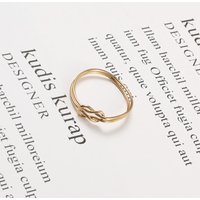 Simple Geometric Stainless Steel Jewelry Rope Knot Twining Ring Plated 18k Gold Steel Fashion Women's Ring