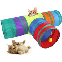 T Shape Interactive Pet Tunnel Canvas Fabric Collapsible Pet Cat Tunnel Rainbow Cat Tunnel Toys
