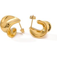 Hot Sell Stainless Steel 18K Gold Plated Small Clean Fit CC Shaped Chunky Earrings for Women
