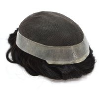 LF Australia Model Virgin Indian Hair Toupee Lace Base and Thin PU Around Men's Wig with Natural Wave Style Men United