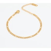 Joolim Stylish Stainless Steel 18K Gold Plated Figaro Chain Bracelet Design Jewelry Wholesale