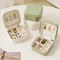 Luxurious PU Leather Travel Jewelry Box Portable Simple Outdoor Promotional Storage Organizer for Earrings Ear Studs