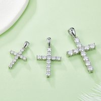 J001 Abiding Fine Jewelry Factory 925 Sterling Silver Necklace 3mm 4mm 5mm VVS Moissanite Cross Pendant With Diamond
