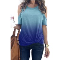 Cold Shoulder Knot Twisted T Shirt