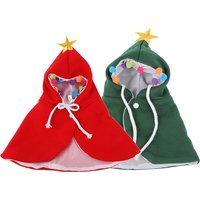 Wholesale Pet Christmas Cloak Cape Cute Star Cap Warm Fleece Festival Xmas Costume Dog Cat Hooded Clothes for Small Dogs Cats