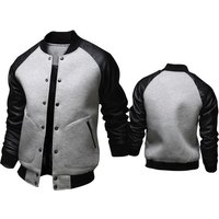 10% OFF M-4XL Plus Size Custom logo Jacket Baseball Varsity Jacket Plain Wholesale Blank Varsity Jacket Leather Sleeves for Men