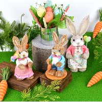 Hand-Woven Easter Straw Rabbit Cattail Ornaments Creative Spring Window Dress Decorations New Design Party Decorations Hot