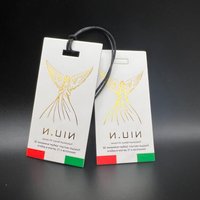 Gold Stamping Custom Paper Printed Swing Tags Clothes Label Name Logo Hang Hanging Tag With String for Garment Own Brand Logo