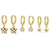 New Design Fashion Five-Pointed Star Ear Buckle 18K Gold Plated Zircon Earrings Set Exquisite Brass Earrings Set for Women