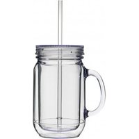 Plastic Mason Jar Lid Straw 20oz Glass Drink Cup
