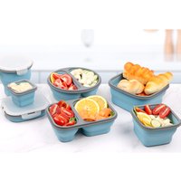 Amazon Hot Sale Silicone Foldable Lunch Box Bento 2000ml Silicone Food Container For outdoor