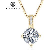 Classic Sterling Silver 925 Box Chain Round 6.5mm/8mm/9mm VVS1 Full Moissanite Pendant Necklaces for Women With GRA Certificate
