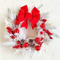 New Year's Eve Flocking Flower Garland Wreaths Door Hanging Christmas Ornaments for Party Decor Decorative Flowers Plants