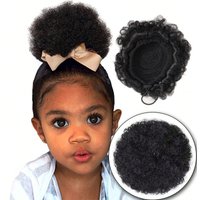 Wholesale 4inch Kids Afro Wig Hair Bud Fluffy Afro Matte High Temperature Silk Children's Hair Bun in Stock