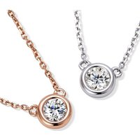 Jewelry Real 18k Solid Gold Round Circle 1 Carat Lab Diamond Round Pendant Set Trend Diamond Pendant Necklace