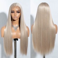 Raw Hair Ash Blonde HD Balayage Wig Silky Straight Invisible Transparent for Baby Hair Single Knot Glueless Front Wigs for