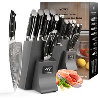 9 Pieces Knife Set Damascus Super Steel VG10 Kitchen Knife Set with Wooden Knife Block