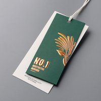 Customized High-end Women's Clothing Hang Tags Green Special Cardboard Foil Gold Embossed Custom Tag Hang
