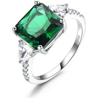 Emerald Gemstone Rings for Women Solid 925 Sterling Silver Promise Ring Square Green Wedding Engagement Luxury Jewelry