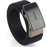 TUSHI Simple Business Men's Belt Luxury Alloy Automatic Buckle Adjustable Nylon Fabric Ratchet Fashionable Knitted Style