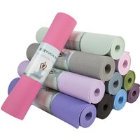SHENGDE Custom Logo Eco Friendly Double Layer Waterproof Non-Slip Gymnastic Fitness Pilates Mat Printed Durable 6mm TPE Yoga Mat