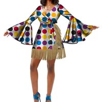 African Style Flared Sleeve Nightgown Dress Tassel Detail