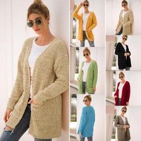 womens popcorn cardigans sweater casual open women's autumn knit knitted sweater cardigan