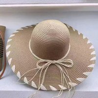 Wholesale New Hand Made Floppy Straw Sun Hat Outdoor Large Brim Beach Holiday Sun protection Hat