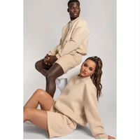 High Quality Oversized Crewneck Sweatshirts and Shorts Set Men Custom logo Two Piece Pullover Sweatshirts Set Men