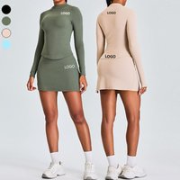XW-TM0198Y Custom Yoga Long Sleeve Gym Corset Tops Activewear Fitness Tennis Shorts Workout Sports Lightweight 2 Piece Sets