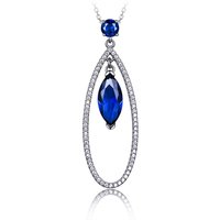 New Arrival Design Double Sapphire Gemstone Sterling Silver Necklace 925 Sterling Silver Women's Jewelry Fashion Premium B