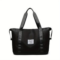 Stylish Nylon Duffel Bag with Zipper Closure Large Capacity Waterproof Foldable Fitness Travel Shoulder Tote for Hand Luggage
