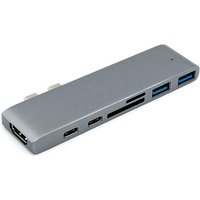 7-In-1 USB C Hub Dual Type C Multiport USB 3.0 Card Reader Adapter with PD charging For MacBook Pro