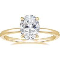 OAHLAN Classic Trendy 925 Sterling Silver Gold Plated Women's 3ct Oval Cut Zircon Prong Set Solitaire Engagement Wedding Party