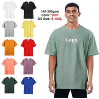 Mens Plus Size 100% Cotton Oem Boxy Blank Heavy Weight T-Shirt Custom Drop Shoulder Oversized T-Shirt Solid Thick Heavy Knitted