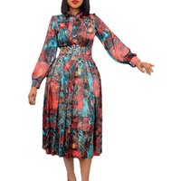 Wholesale Long Sleeve Elegant Dress High Waist Printed Long Dress Plus Size Women Dress Evening Party Elegant