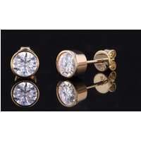 Starsgem Hot Sale Round Shape Brilliant Cut Bezel Setting Lab Diamond Stud Karat Gold Earrings
