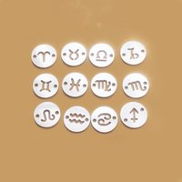 Hot Sale S925 Sterling Silver Double Hole Circular Twelve Charms Zodiac Pendant Connectors for DIY Bracelet Making