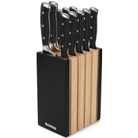 GOODA 11 Piece High Carbon Stainless Steel Kitchen Knife Block Set W/ABS Triple Riveted Forged Ambidextrous Handle Polished