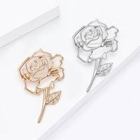 Alloy Gold Silver Hollow Carving Rose-Shaped Brooch for Clothing Decoration Simple Stylish for Gifts Weddings Engagements