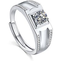 XJZ049 Adjustable 925 Silver Plated Round Cut Moissanite Diamond Ring for Men Men's Ring Wedding Ring for Men Exquisite Jewelry