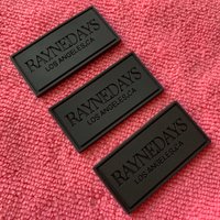 Special Technique Engrave logo PVC Rubber Label for T-shirtSolid Black Debossed Rubber Sewing Tag for Handbags