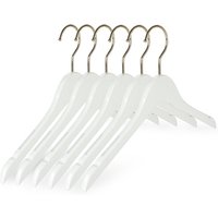 Thick Anti-rust Gold Hook Shiny Finishing Space Saver Non slip Stripe Shoulder Wooden Woman Dress Hangers for Clothes White