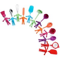 Novelty Small 12 Pcs Kids Colorful Human Shape Nylon Kitchen Cooking Utensil Set